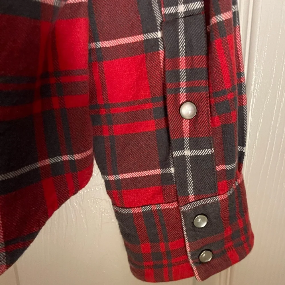 AMERICAN LIVING Long Sleeve Red Flannel Snap up Shirt Size Large - Picture 10 of 10